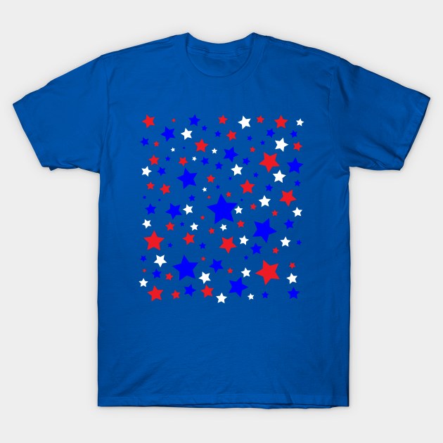 Red White and Blue Stars T-Shirt by Orchyd